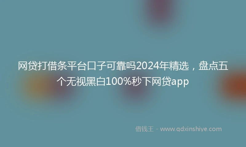 网贷打借条平台口子可靠吗2024年精选，盘点五个无视黑白100%秒下网贷app