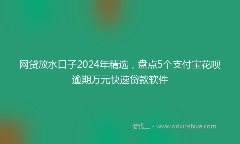 网贷放水口子2024年精选，盘点5个支付宝花呗逾期万元快速贷款软件