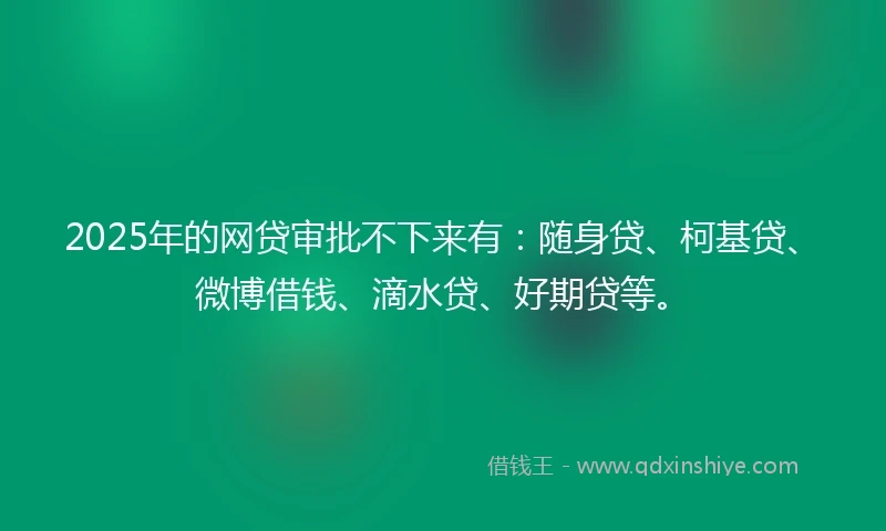 2025年的网贷审批不下来有：随身贷、柯基贷、微博借钱、滴水贷、好期贷等。