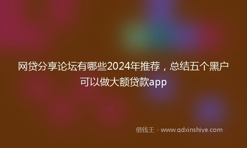 网贷分享论坛有哪些2024年推荐，总结五个黑户可以做大额贷款app