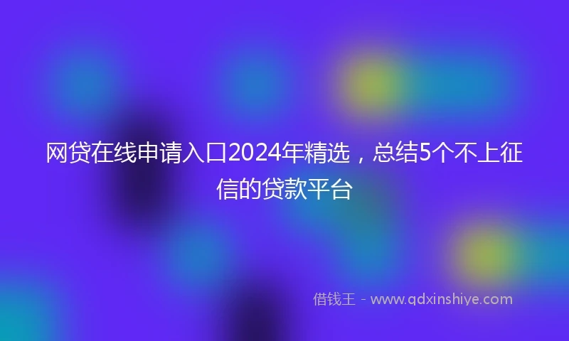 网贷在线申请入口2024年精选，总结5个不上征信的贷款平台
