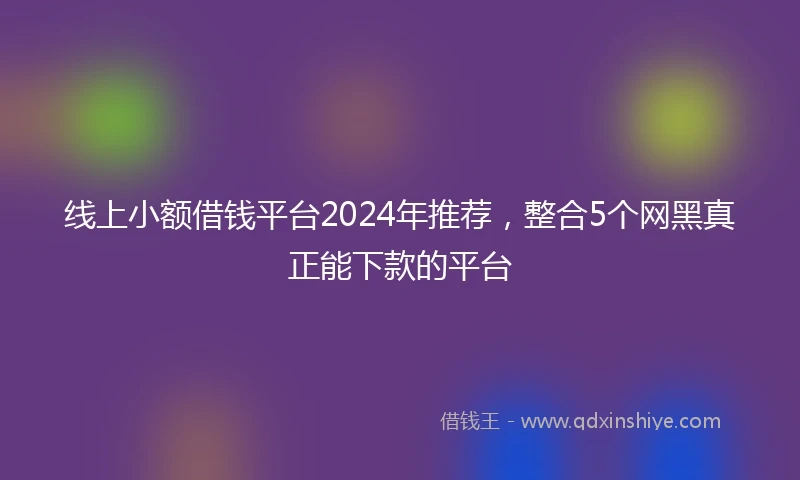 线上小额借钱平台2024年推荐，整合5个网黑真正能下款的平台