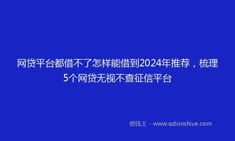 网贷平台都借不了怎样能借到2024年推荐，梳理5个网贷无视不查征信平台