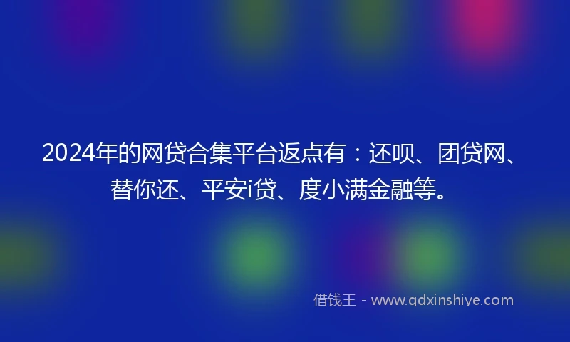 2024年的网贷合集平台返点有：还呗、团贷网、替你还、平安i贷、度小满金融等。