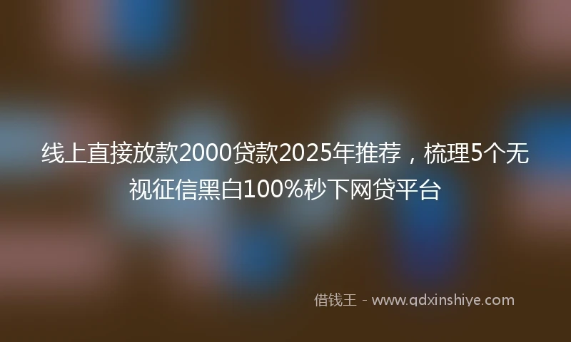 线上直接放款2000贷款2025年推荐，梳理5个无视征信黑白100%秒下网贷平台