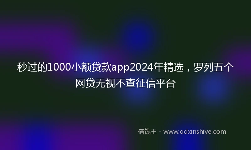 秒过的1000小额贷款app2024年精选，罗列五个网贷无视不查征信平台