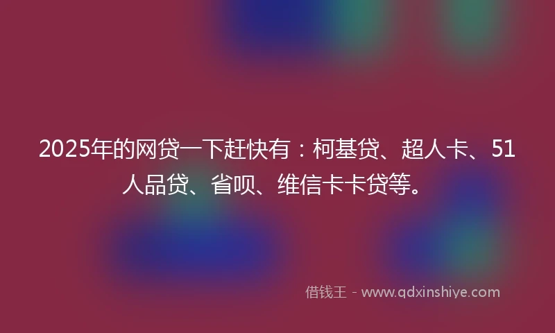 2025年的网贷一下赶快有：柯基贷、超人卡、51人品贷、省呗、维信卡卡贷等。