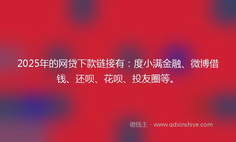 2025年的网贷下款链接有：度小满金融、微博借钱、还呗、花呗、投友圈等。