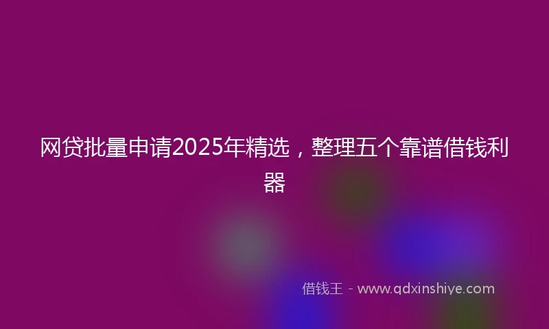 网贷批量申请2025年精选，整理五个靠谱借钱利器
