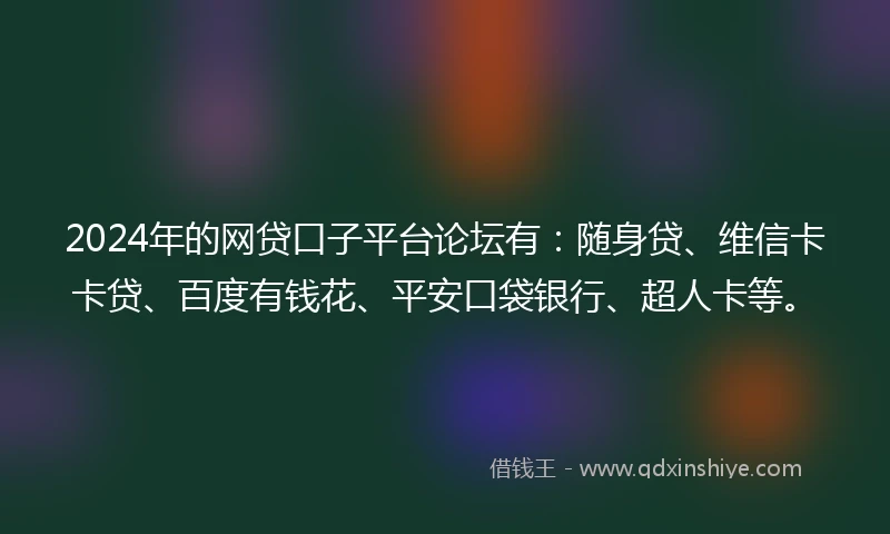 2024年的网贷口子平台论坛有：随身贷、维信卡卡贷、百度有钱花、平安口袋银行、超人卡等。