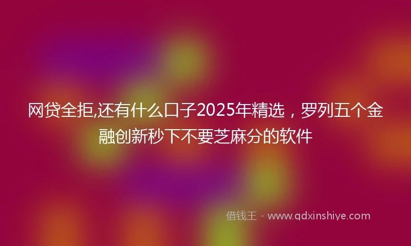 网贷全拒,还有什么口子2025年精选，罗列五个金融创新秒下不要芝麻分的软件