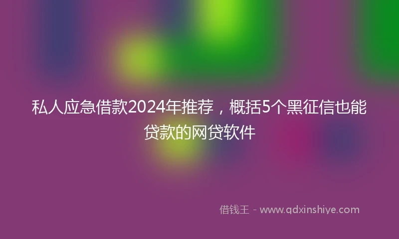 私人应急借款2024年推荐，概括5个黑征信也能贷款的网贷软件