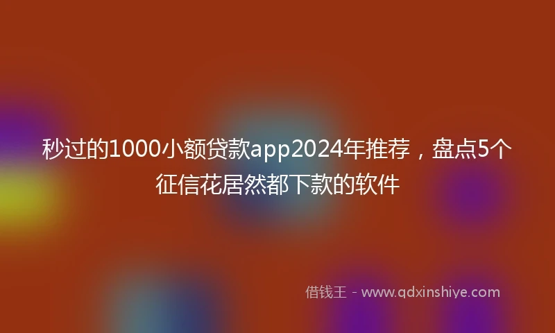 秒过的1000小额贷款app2024年推荐，盘点5个征信花居然都下款的软件