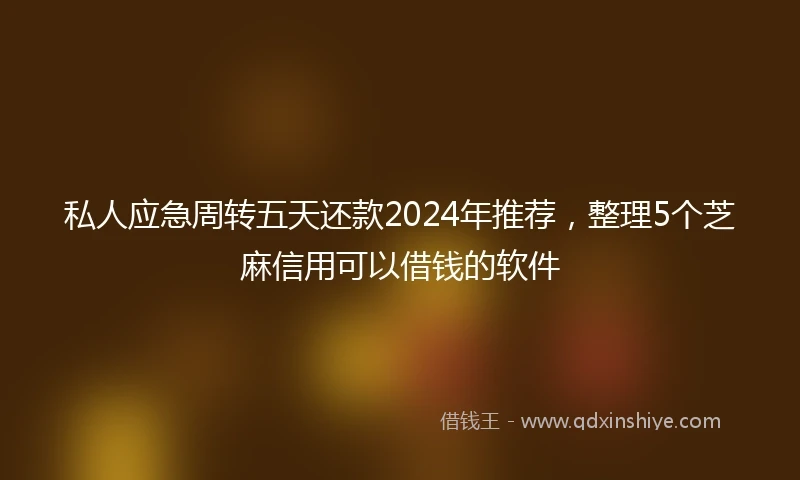私人应急周转五天还款2024年推荐，整理5个芝麻信用可以借钱的软件