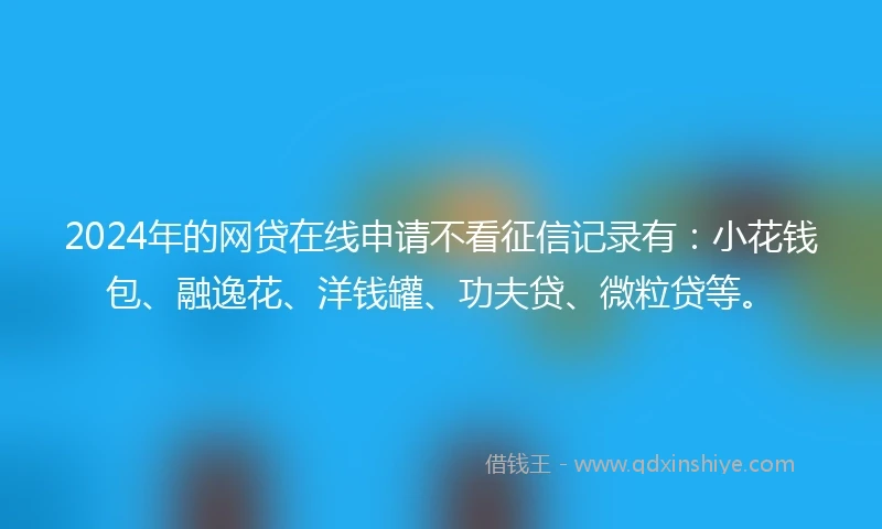 2024年的网贷在线申请不看征信记录有：小花钱包、融逸花、洋钱罐、功夫贷、微粒贷等。