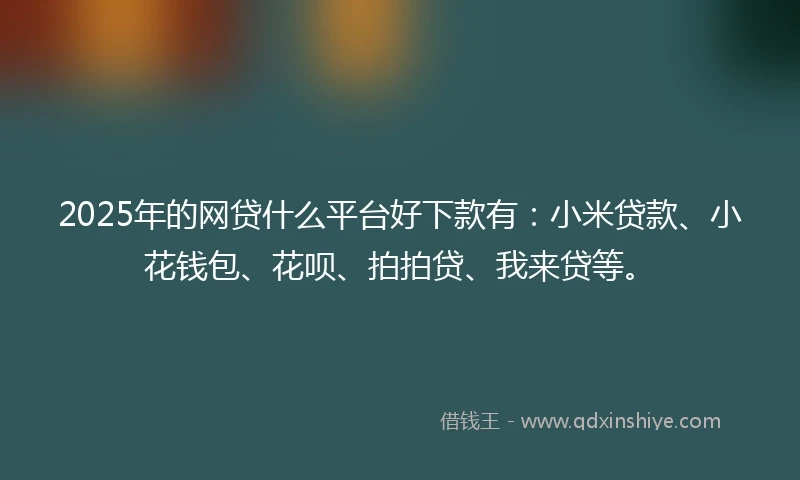 2025年的网贷什么平台好下款有：小米贷款、小花钱包、花呗、拍拍贷、我来贷等。