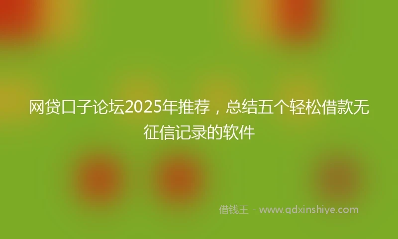 网贷口子论坛2025年推荐，总结五个轻松借款无征信记录的软件