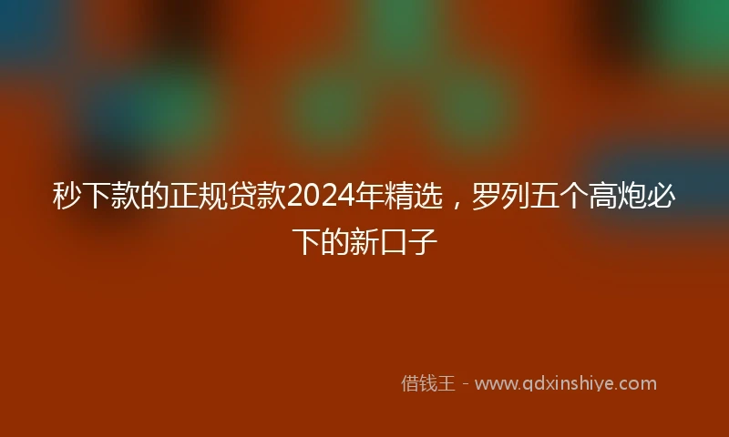秒下款的正规贷款2024年精选，罗列五个高炮必下的新口子