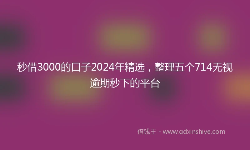 秒借3000的口子2024年精选，整理五个714无视逾期秒下的平台