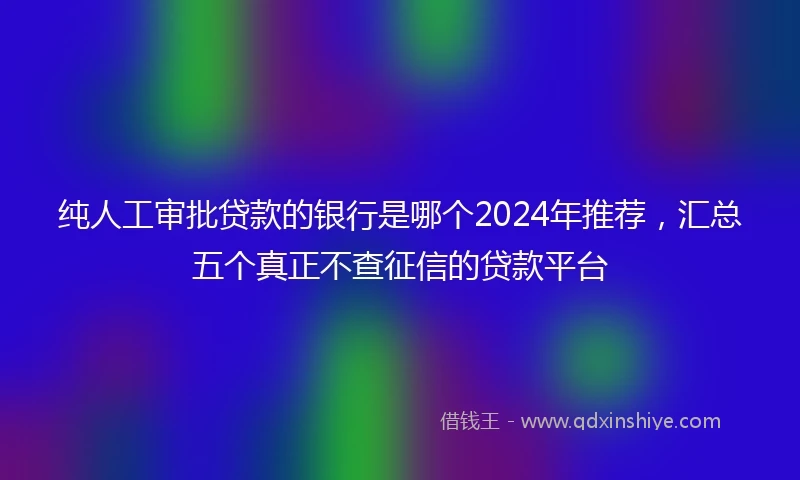 纯人工审批贷款的银行是哪个2024年推荐，汇总五个真正不查征信的贷款平台