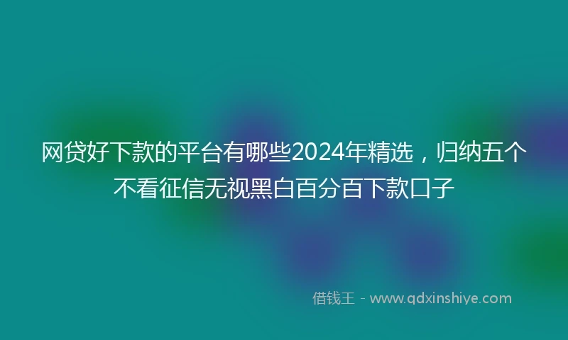 网贷好下款的平台有哪些2024年精选，归纳五个不看征信无视黑白百分百下款口子