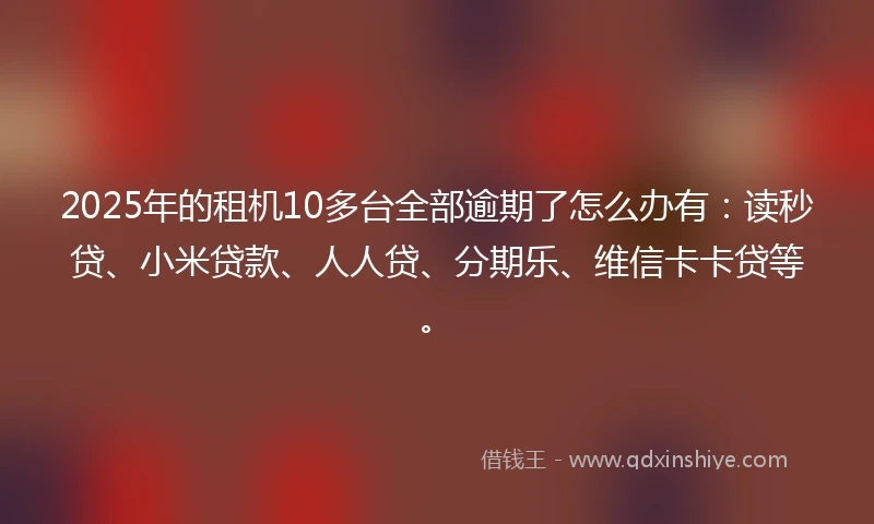 2025年的租机10多台全部逾期了怎么办有：读秒贷、小米贷款、人人贷、分期乐、维信卡卡贷等。
