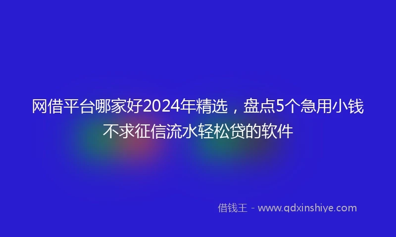 网借平台哪家好2024年精选，盘点5个急用小钱不求征信流水轻松贷的软件
