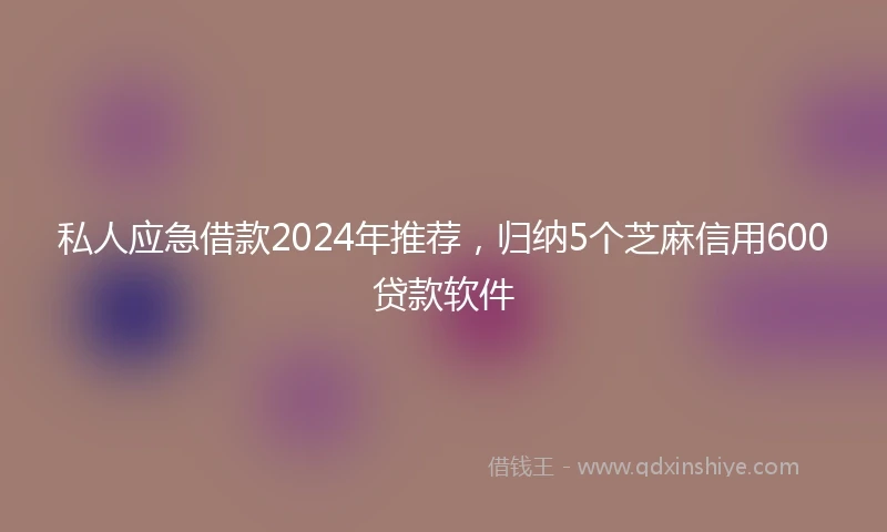 私人应急借款2024年推荐，归纳5个芝麻信用600贷款软件