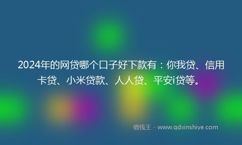 2024年的网贷哪个口子好下款有：你我贷、信用卡贷、小米贷款、人人贷、平安i贷等。