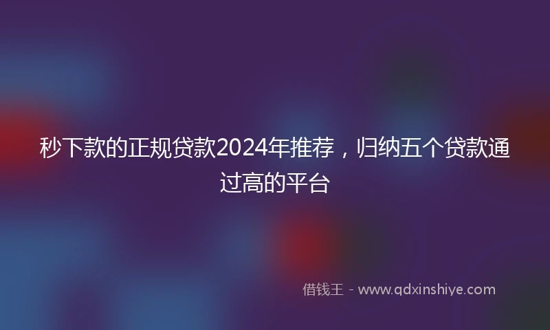 秒下款的正规贷款2024年推荐，归纳五个贷款通过高的平台