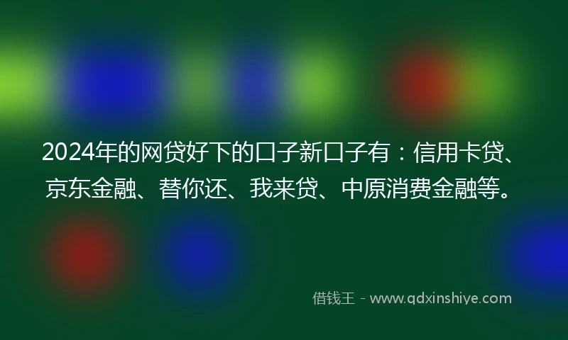 2024年的网贷好下的口子新口子有：信用卡贷、京东金融、替你还、我来贷、中原消费金融等。