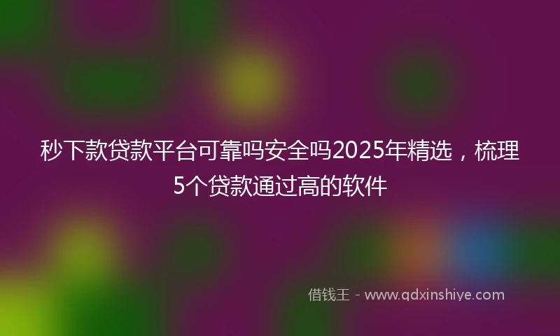 秒下款贷款平台可靠吗安全吗2025年精选，梳理5个贷款通过高的软件
