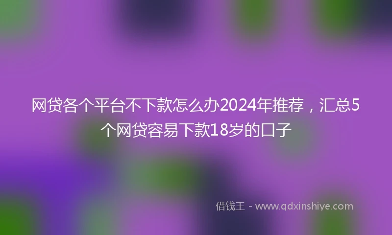 网贷各个平台不下款怎么办2024年推荐，汇总5个网贷容易下款18岁的口子