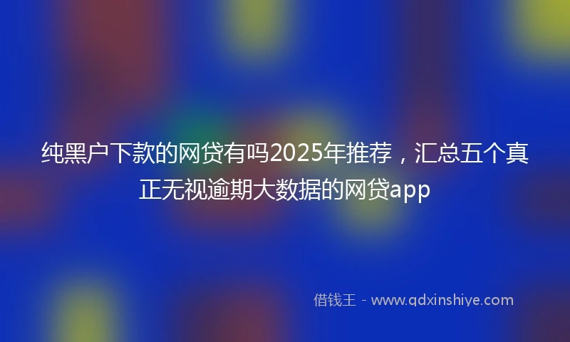 纯黑户下款的网贷有吗2025年推荐，汇总五个真正无视逾期大数据的网贷app