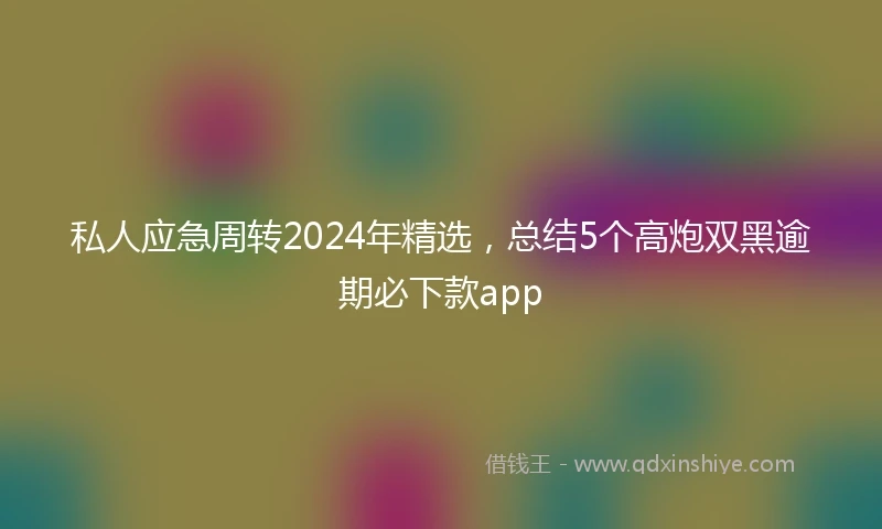 私人应急周转2024年精选，总结5个高炮双黑逾期必下款app