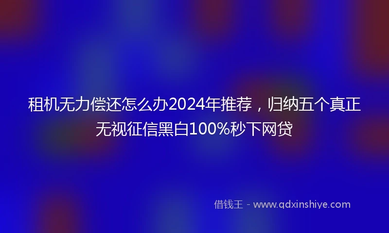 租机无力偿还怎么办2024年推荐，归纳五个真正无视征信黑白100%秒下网贷