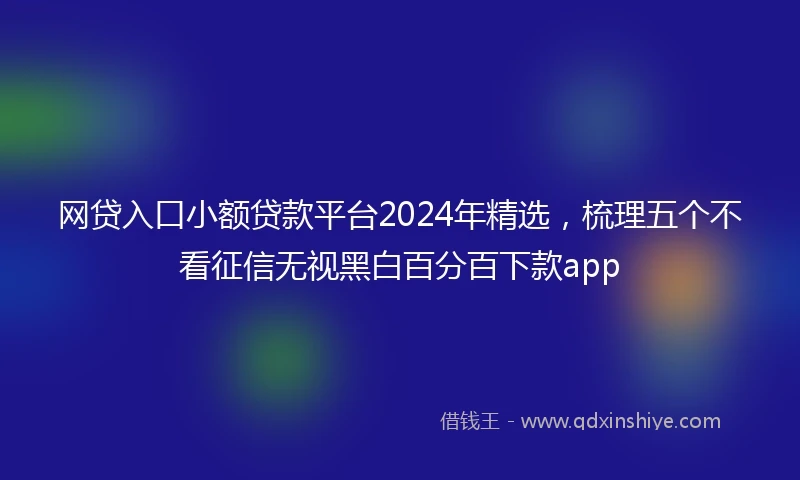 网贷入口小额贷款平台2024年精选，梳理五个不看征信无视黑白百分百下款app