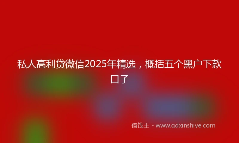 私人高利贷微信2025年精选，概括五个黑户下款口子