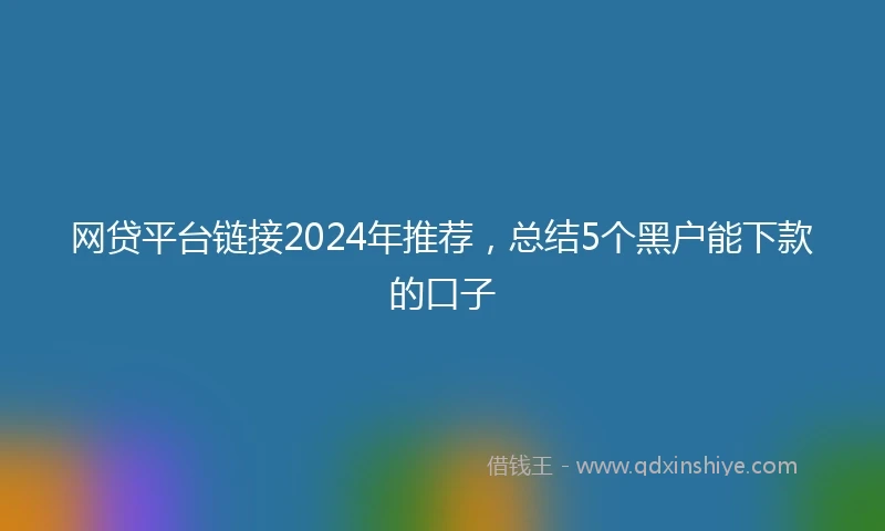 网贷平台链接2024年推荐，总结5个黑户能下款的口子