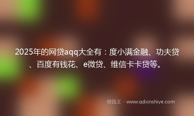 2025年的网贷aqq大全有：度小满金融、功夫贷、百度有钱花、e微贷、维信卡卡贷等。