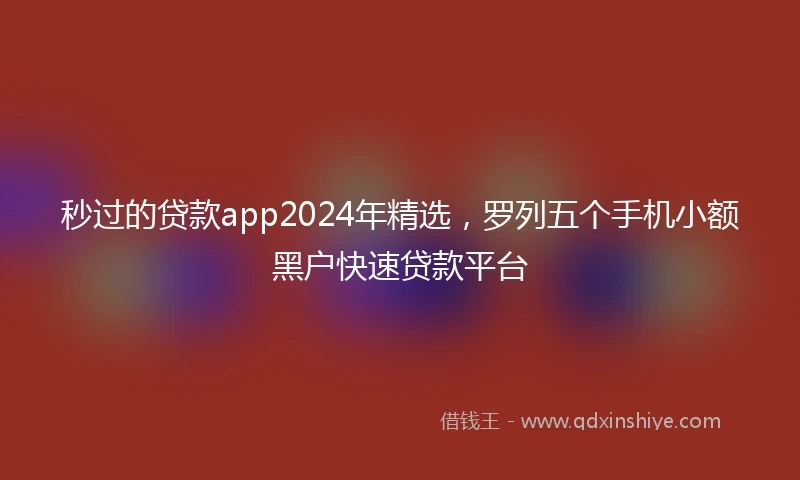 秒过的贷款app2024年精选,罗列五个手机小额黑户快速贷款平台