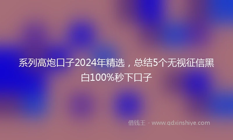 系列高炮口子2024年精选，总结5个无视征信黑白100%秒下口子