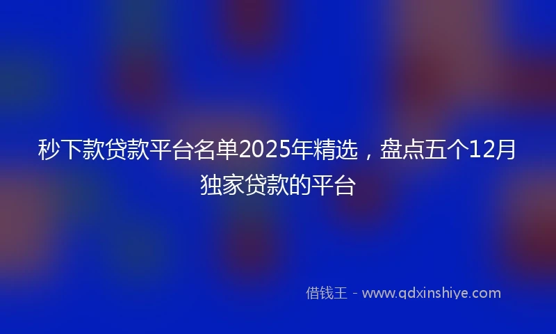 秒下款贷款平台名单2025年精选，盘点五个12月独家贷款的平台