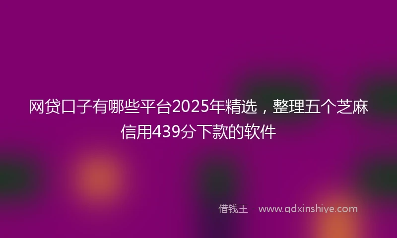 网贷口子有哪些平台2025年精选，整理五个芝麻信用439分下款的软件