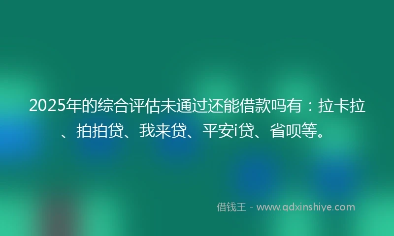 2025年的综合评估未通过还能借款吗有：拉卡拉、拍拍贷、我来贷、平安i贷、省呗等。