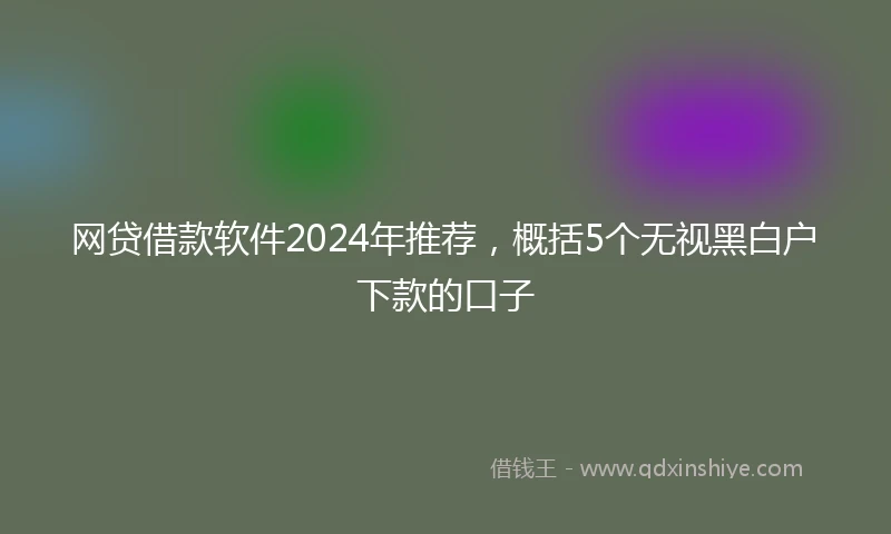 网贷借款软件2024年推荐，概括5个无视黑白户下款的口子