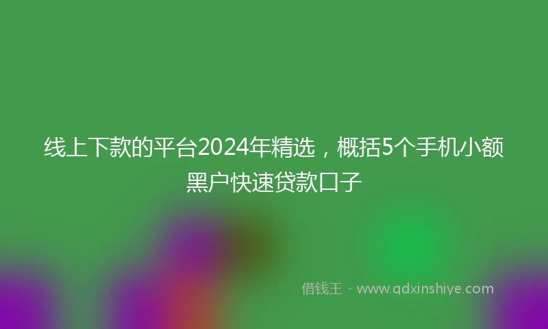 线上下款的平台2024年精选，概括5个手机小额黑户快速贷款口子