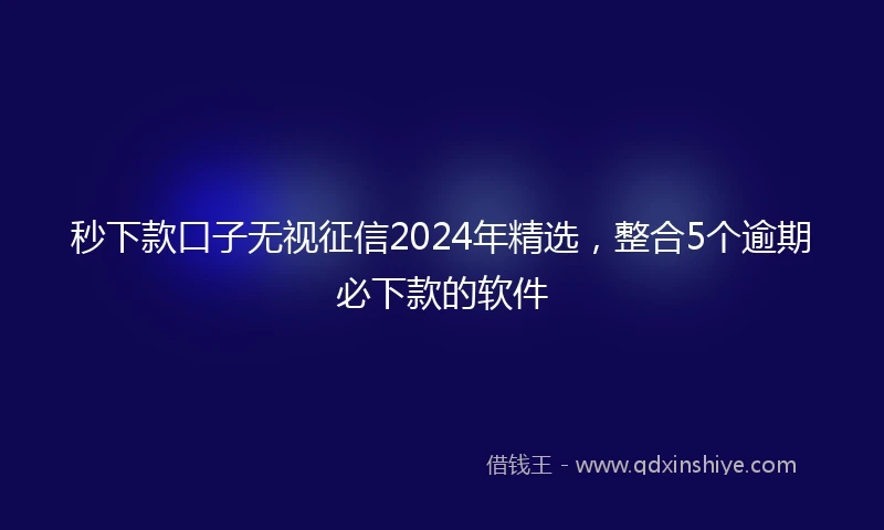 秒下款口子无视征信2024年精选，整合5个逾期必下款的软件