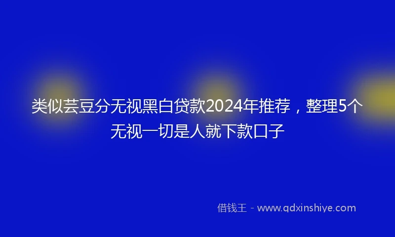 类似芸豆分无视黑白贷款2024年推荐，整理5个无视一切是人就下款口子