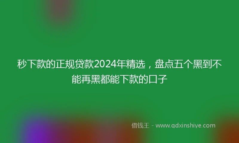 秒下款的正规贷款2024年精选，盘点五个黑到不能再黑都能下款的口子